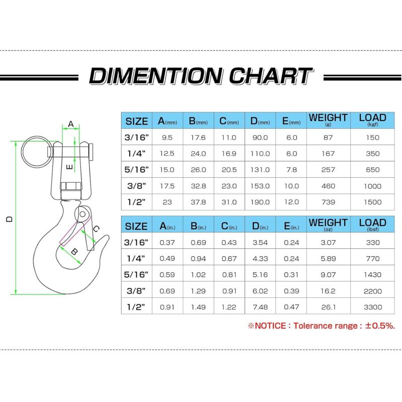 Heavy duty stainless steel lifting hook — view 4