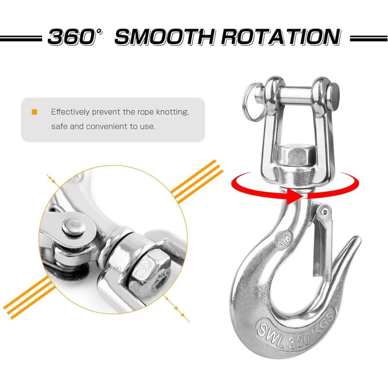 Heavy duty stainless steel lifting hook — view 5