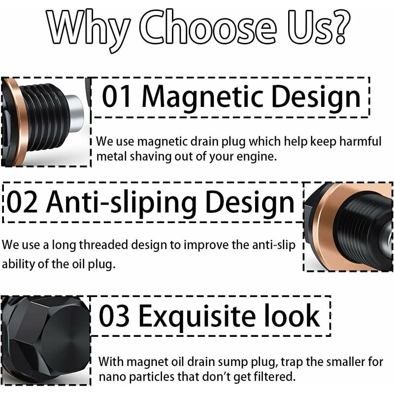 Universal magnetic oil pan drain plug — view 5