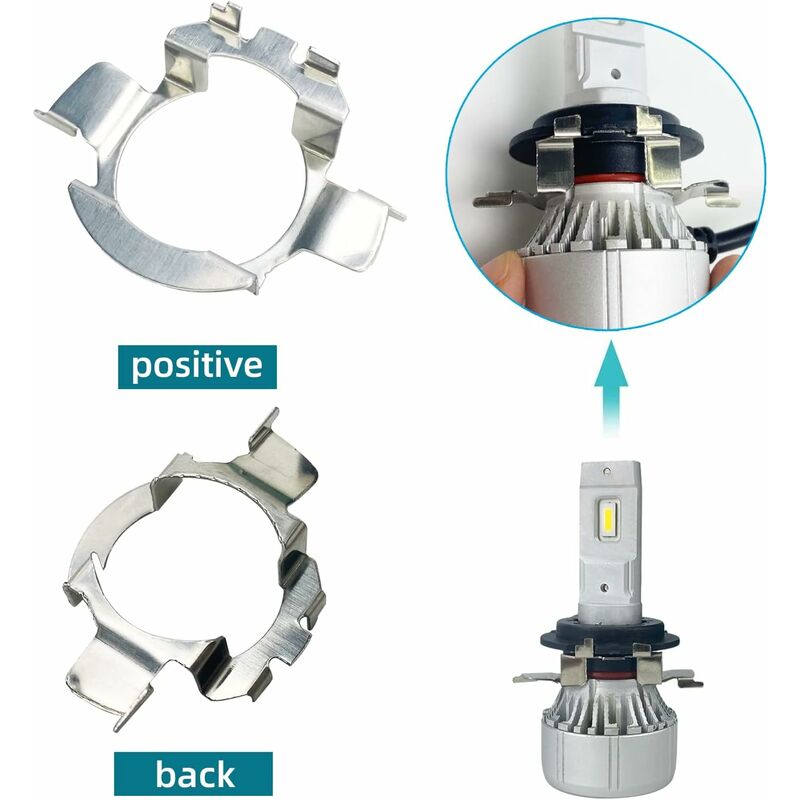 2 pcs metal LED H7 bulb adapter holder — view 5