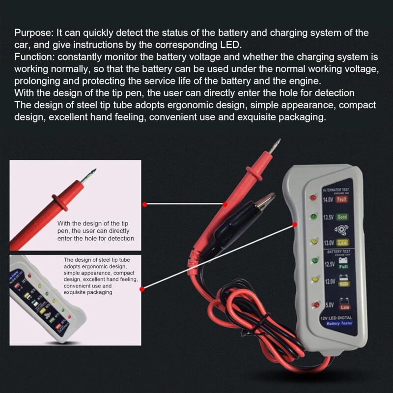 6V 12V car battery tester analyser — view 4