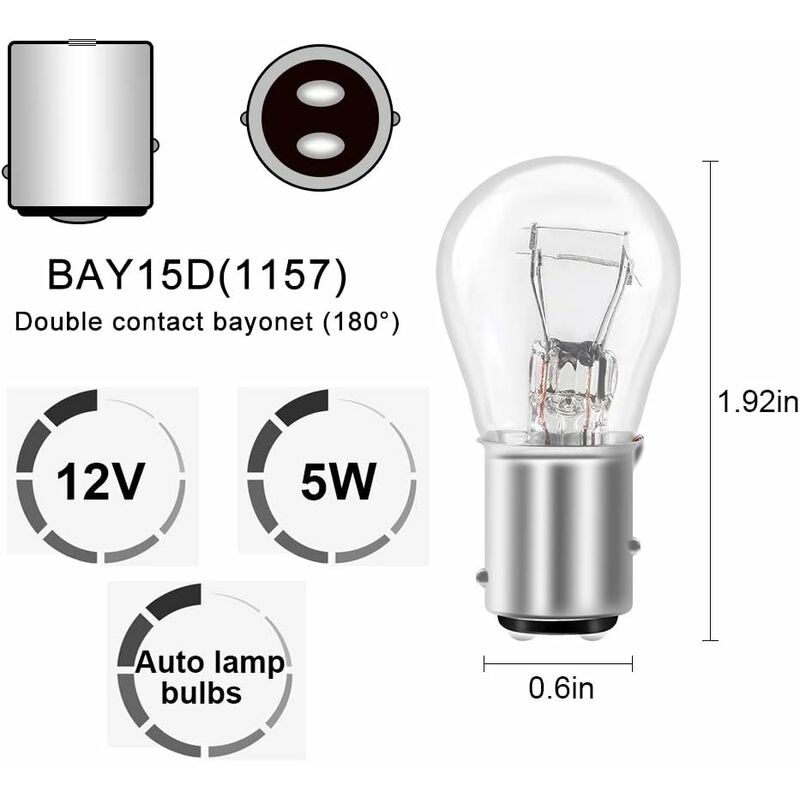 10 pcs S25 1157 12V tail brake bulb — view 3