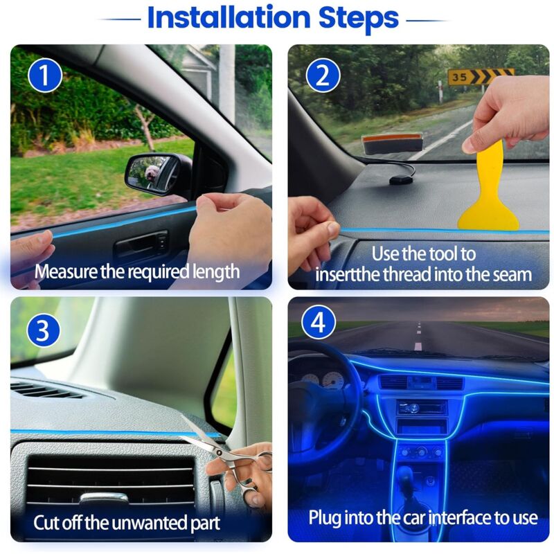 5m 5V EL wire LED car interior strip — view 4