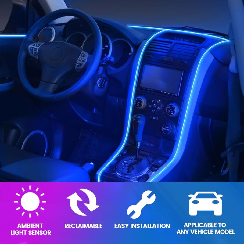 5m 5V EL wire LED car interior strip — view 5
