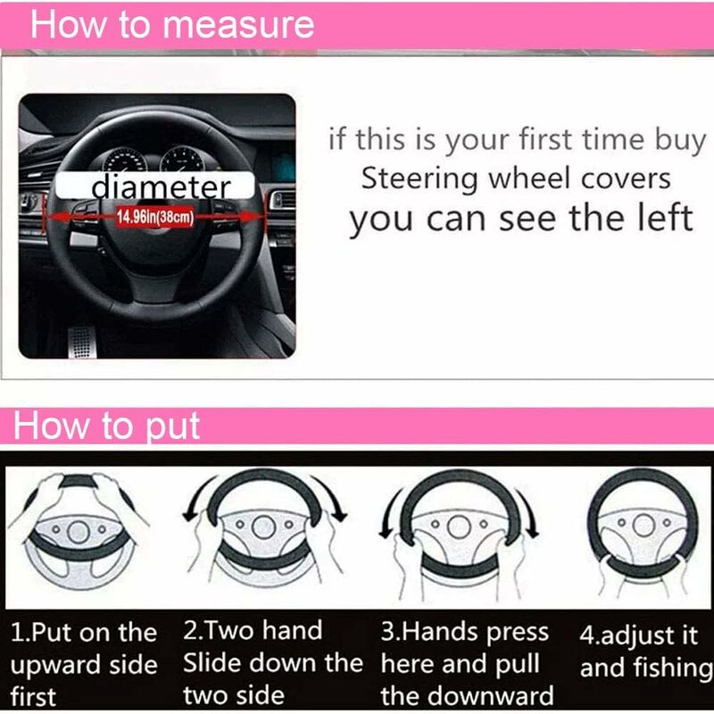 3 pcs Car Steering Wheel Cover — view 5