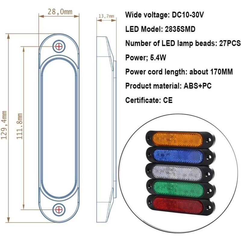 4 pcs Red 12V-24V Front Side — view 4