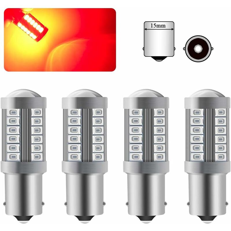 4 X 1156Ba15S LED Bulb Red — view 2
