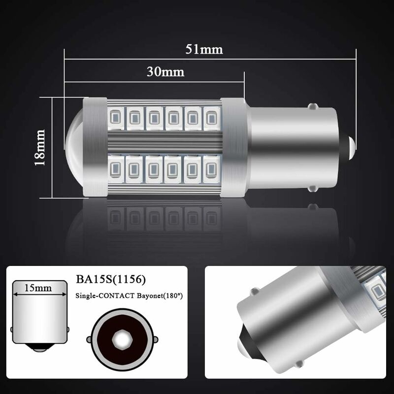 4 X 1156Ba15S LED Bulb Red — view 3
