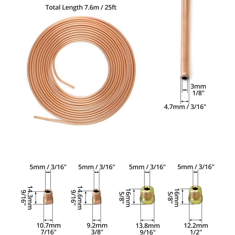 7.6M Brake Copper Hose — view 5