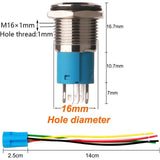 12V-24V/5A 16Mm Pre-Wired Momentary Horn Push — view 3