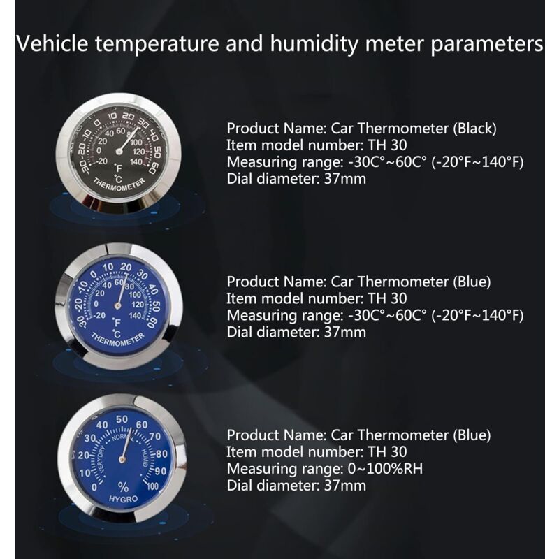 Auto Car Vehicle Thermometer/Hygrometer Clock Mini — view 4