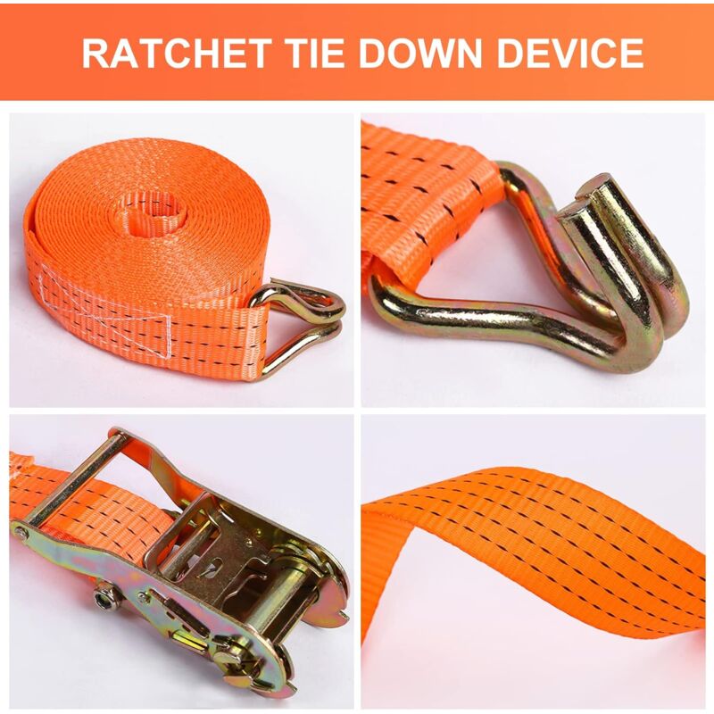 2 Pieces Ratchet Strap With Hooks — view 4