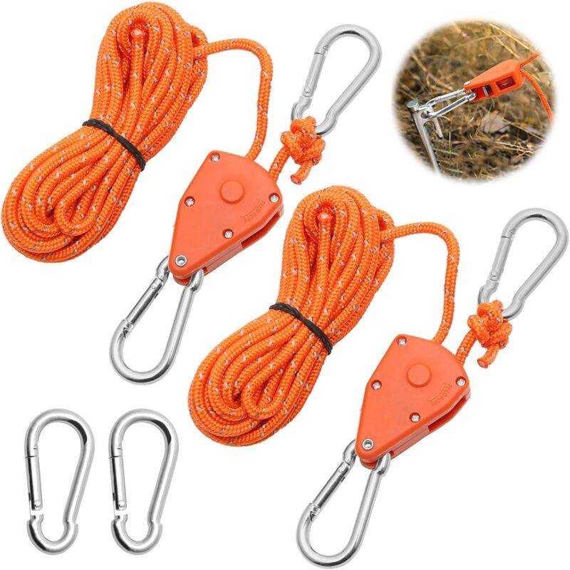 2 pcs 4m adjustable ratchet rope pulley — view 6