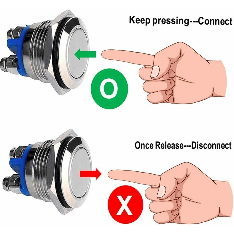 Momentary Metal Push Button Switch 12V — view 3