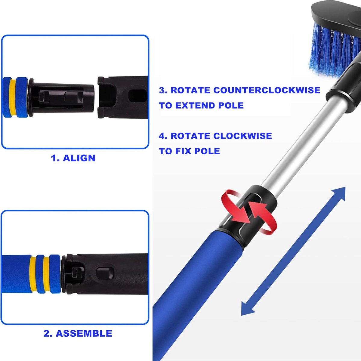 Extendable telescopic ice scraper snow brush — view 4