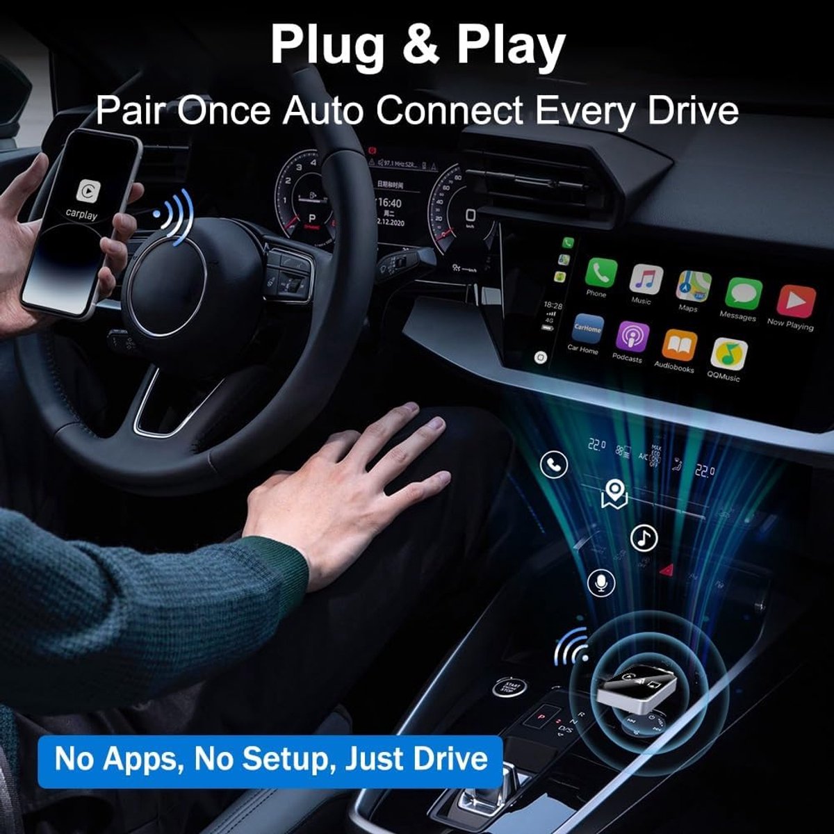 3-in-1 wireless CarPlay mirror link adapter — view 6