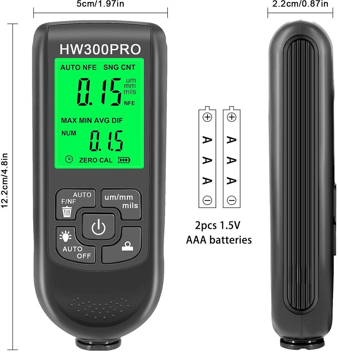 Digital car paint thickness gauge black — view 7