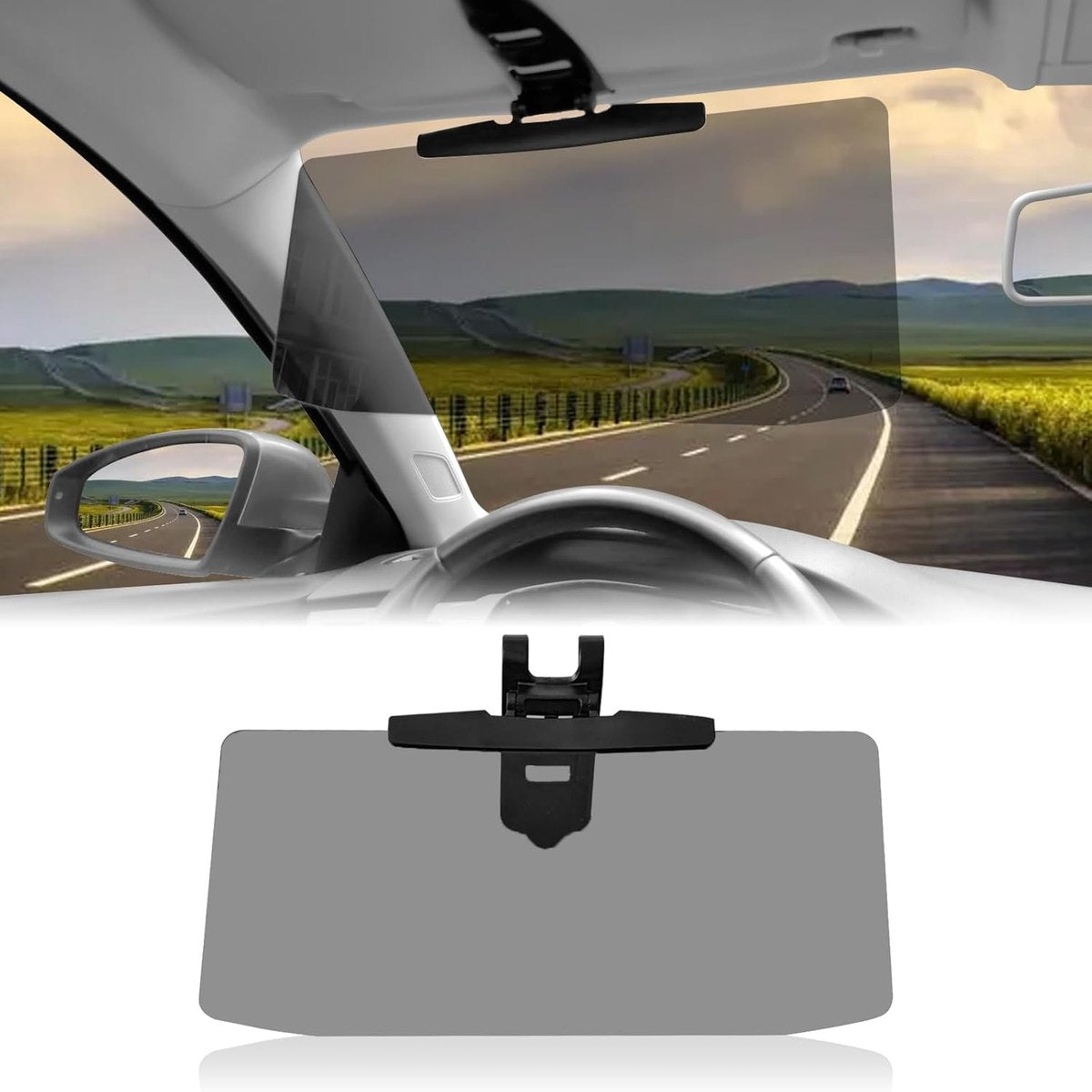 Polarised car sun visor extension black — view 2