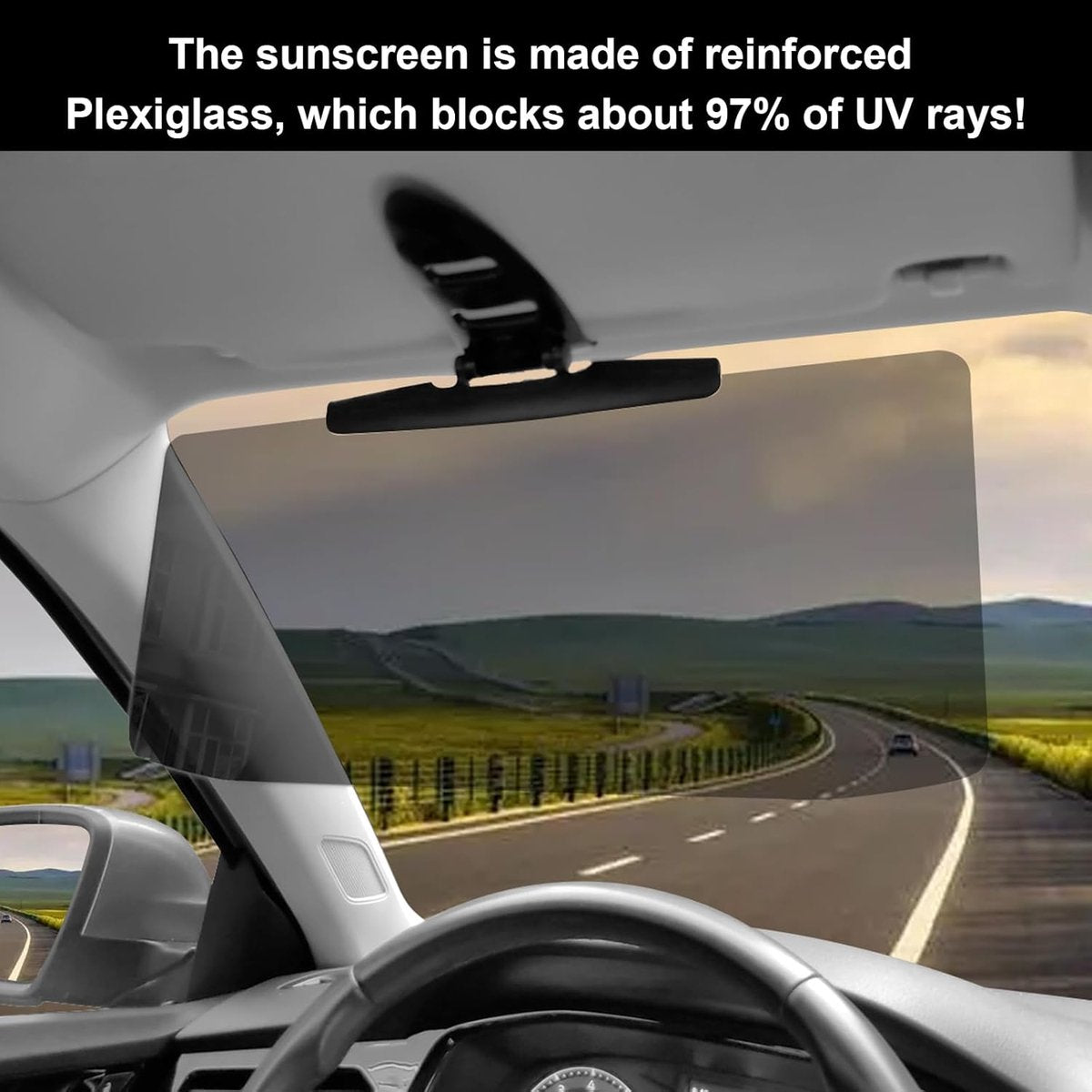 Polarised car sun visor extension black — view 3