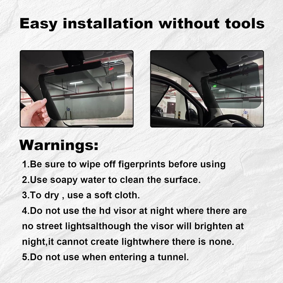 Polarised car sun visor extension black — view 4