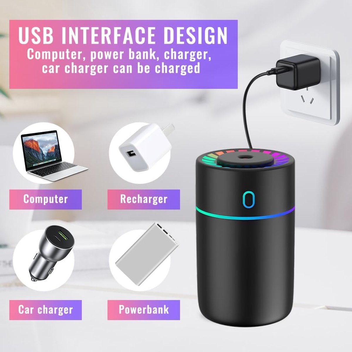 Car air freshener with coloured lights USB — view 3