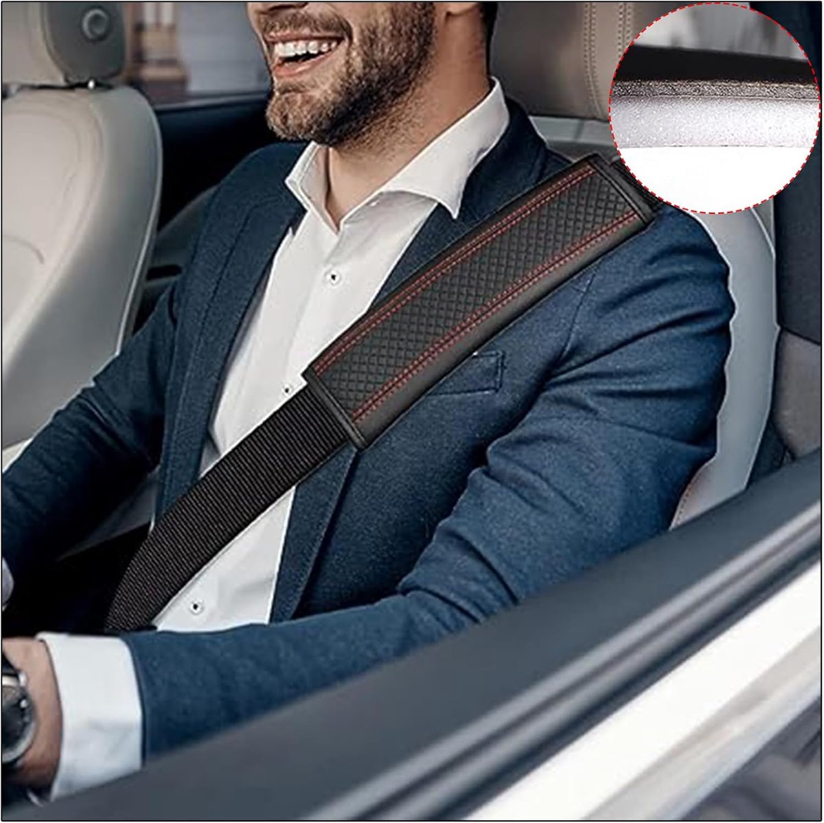 Seat belt protectors black and red 2 pack — view 4