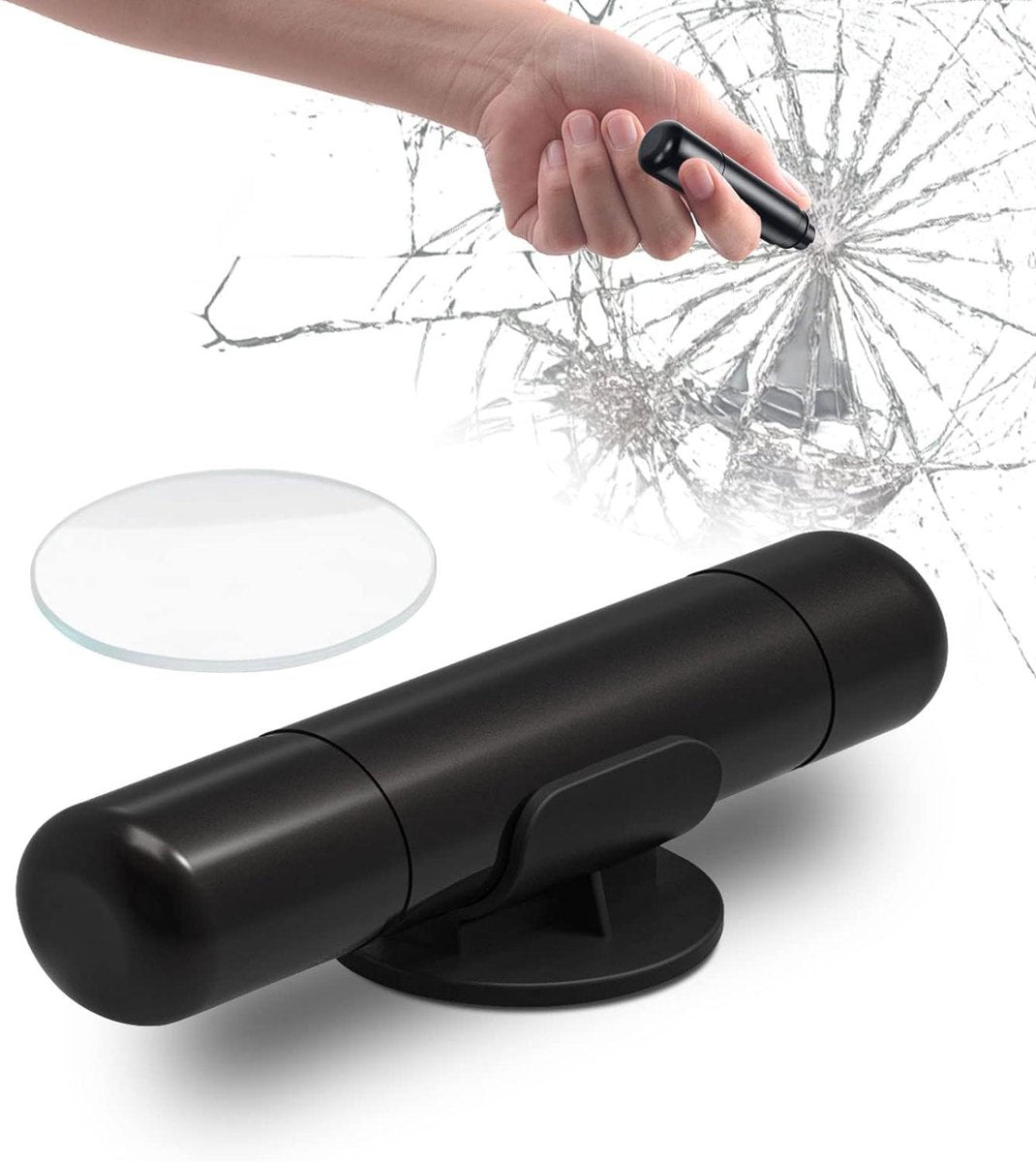 2-in-1 emergency car hammer black — view 2