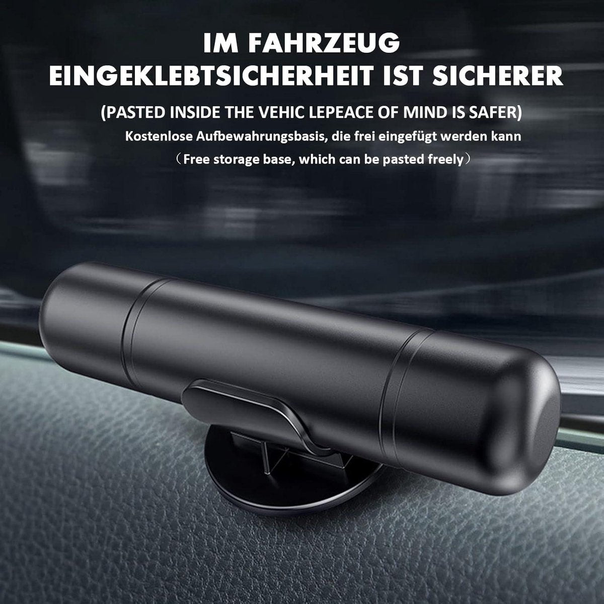 2-in-1 emergency car hammer black — view 3