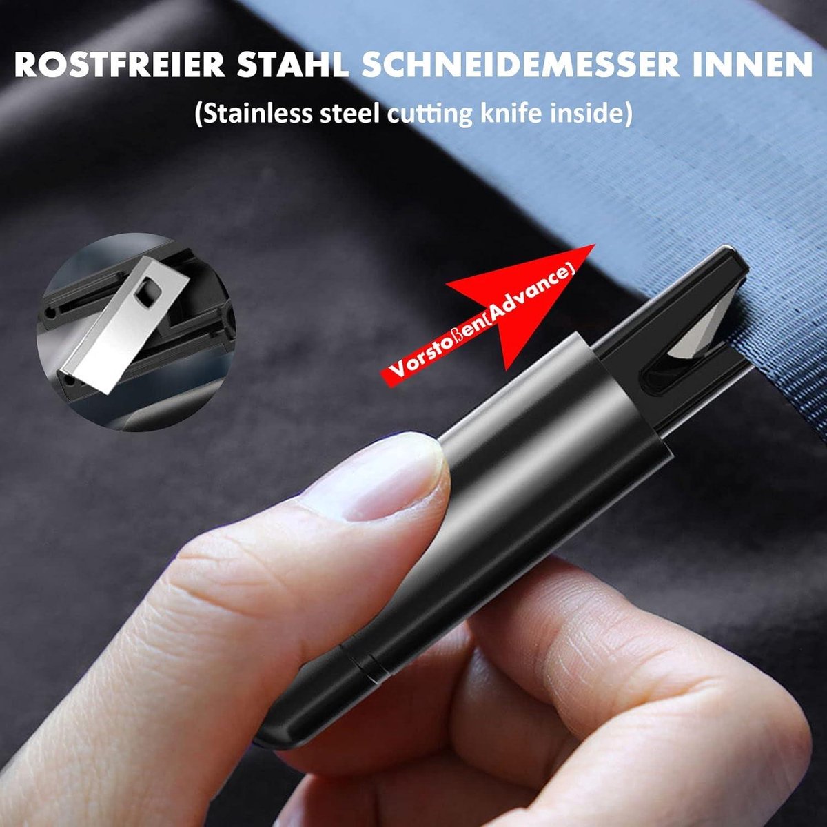2-in-1 emergency car hammer black — view 4