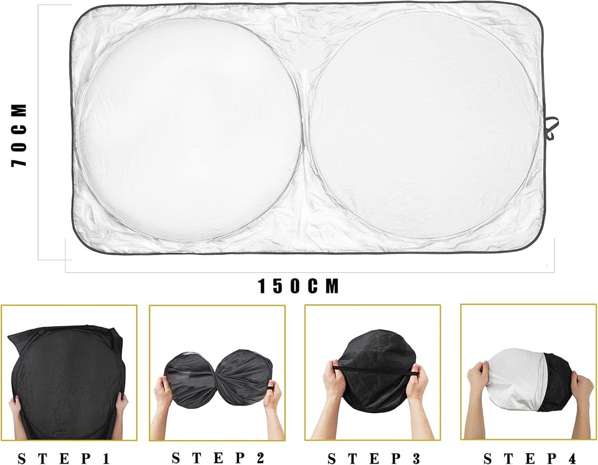 Universal car windshield sunshade 150x70cm — view 5