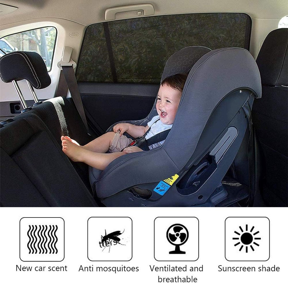 Car windshield sunshades set of 2 black — view 7