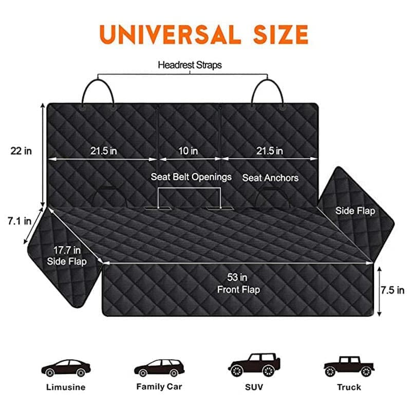 Waterproof dog car seat protector mat black — view 5
