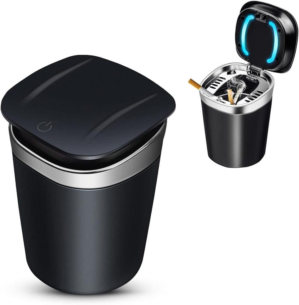 Portable LED car ashtray with lid — view 2
