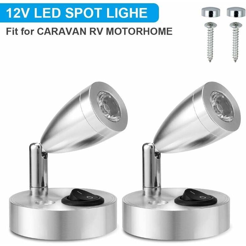 2-pack 12V LED spot reading lights silver — view 2