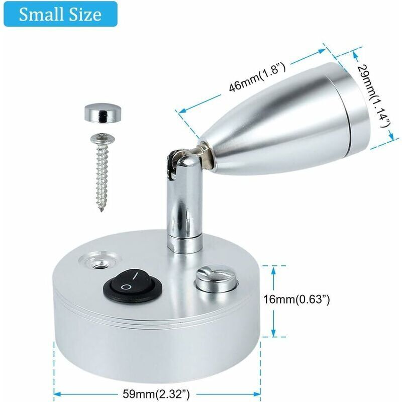 2-pack 12V LED spot reading lights silver — view 4