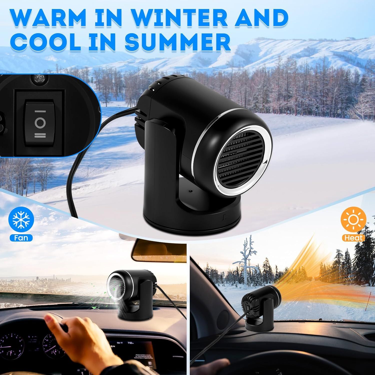 12V 150W 2-in-1 car heater and defroster — view 3