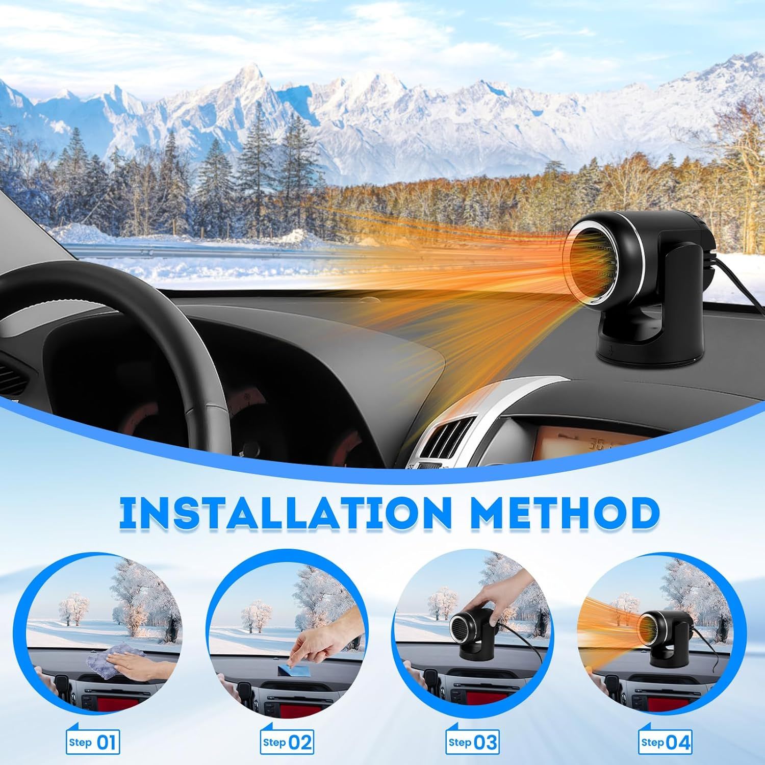 12V 150W 2-in-1 car heater and defroster — view 5