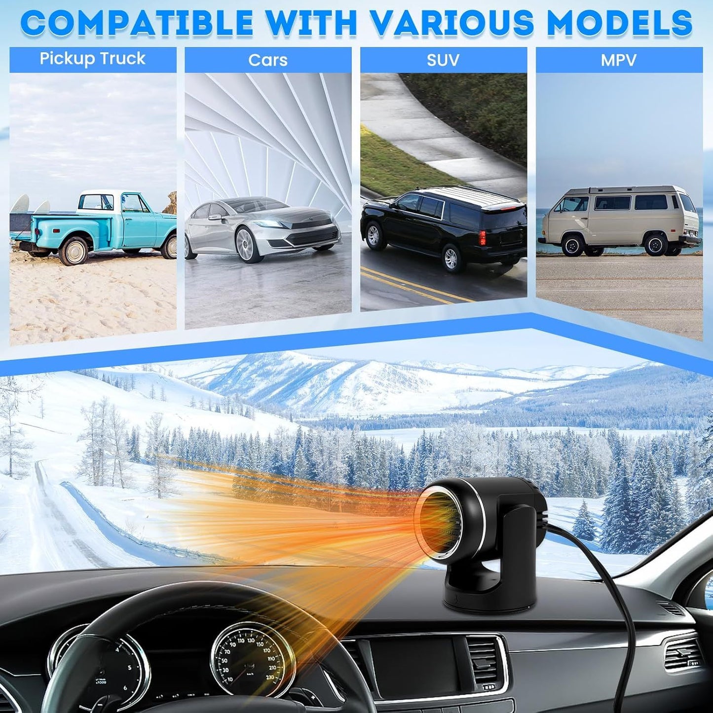 12V 150W 2-in-1 car heater and defroster — view 8