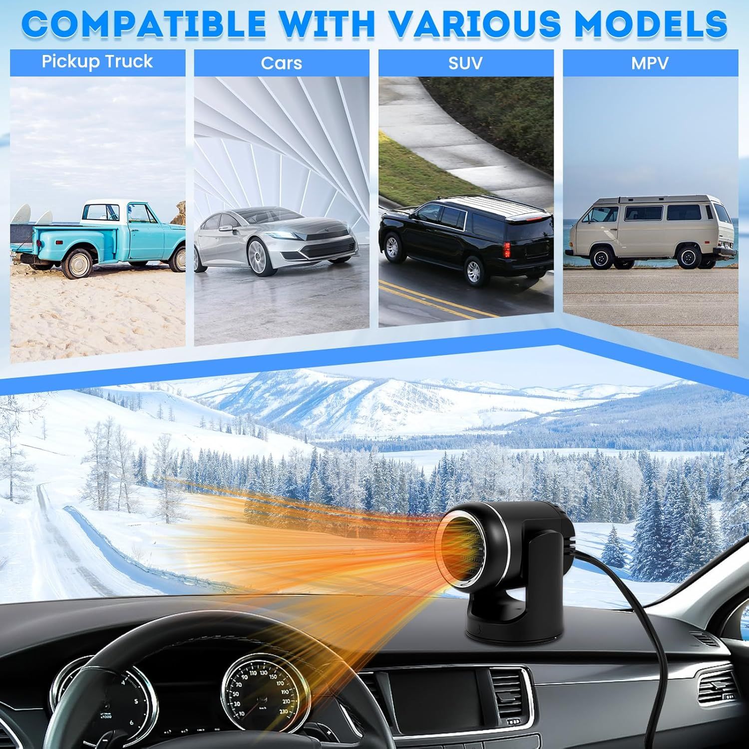 12V 150W 2-in-1 car heater and defroster — view 8