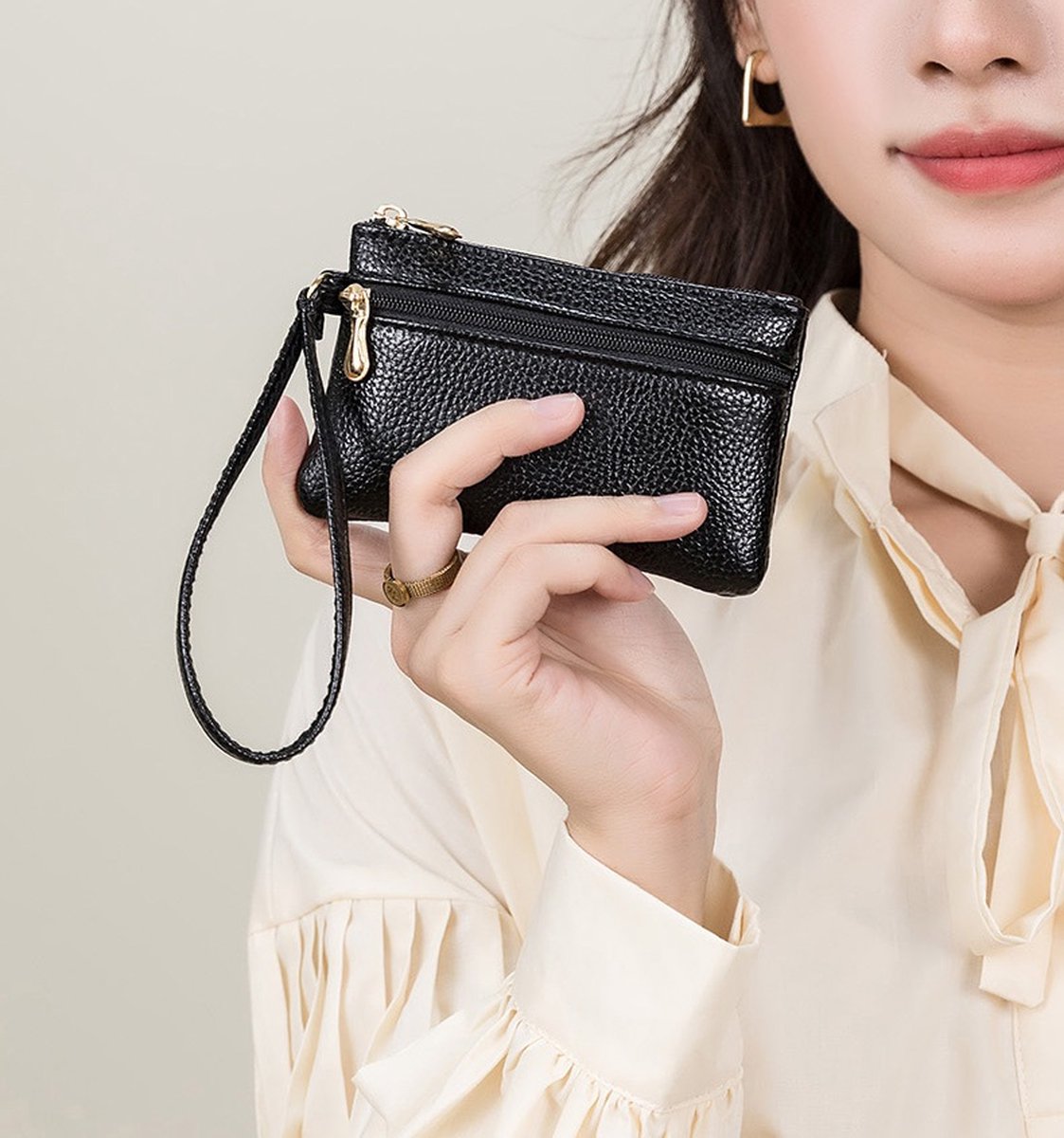 PU leather car key case wallet — view 3