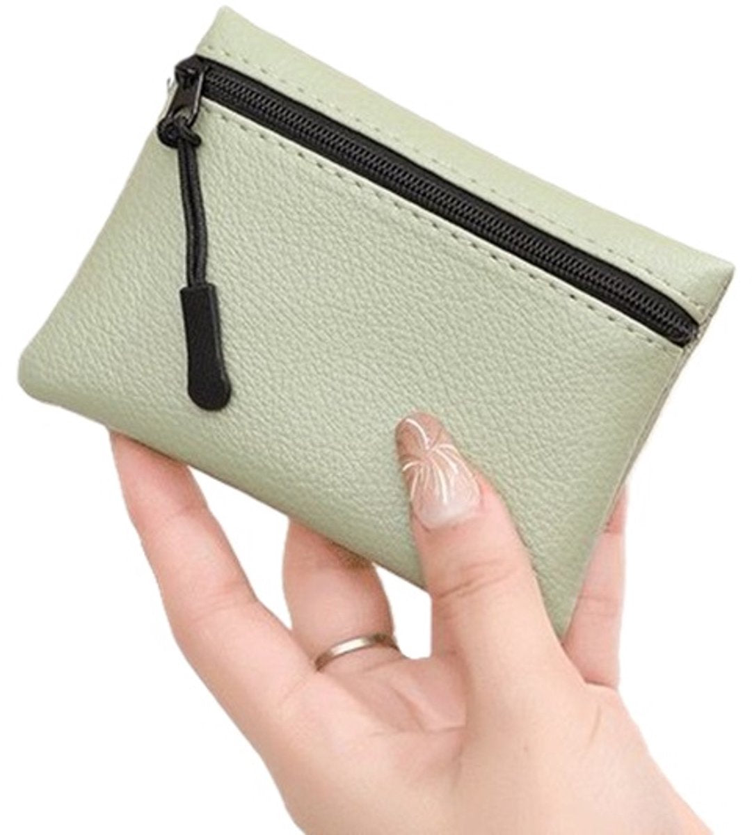 PU leather car key case green — view 2