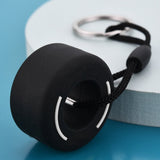 Racing tyre keychain black white — view 3
