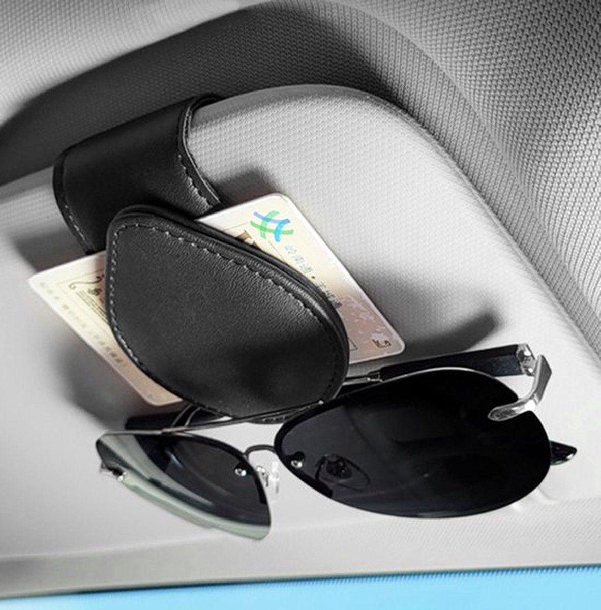 PU leather car sunglasses holder clip — view 2
