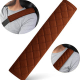 Luxury car seatbelt cover cushion brown — view 2
