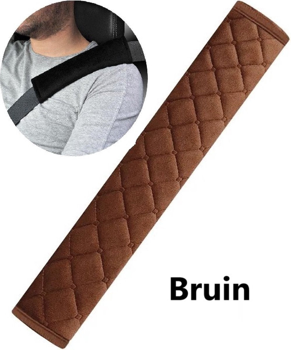 Luxury car seatbelt cover cushion brown — view 3