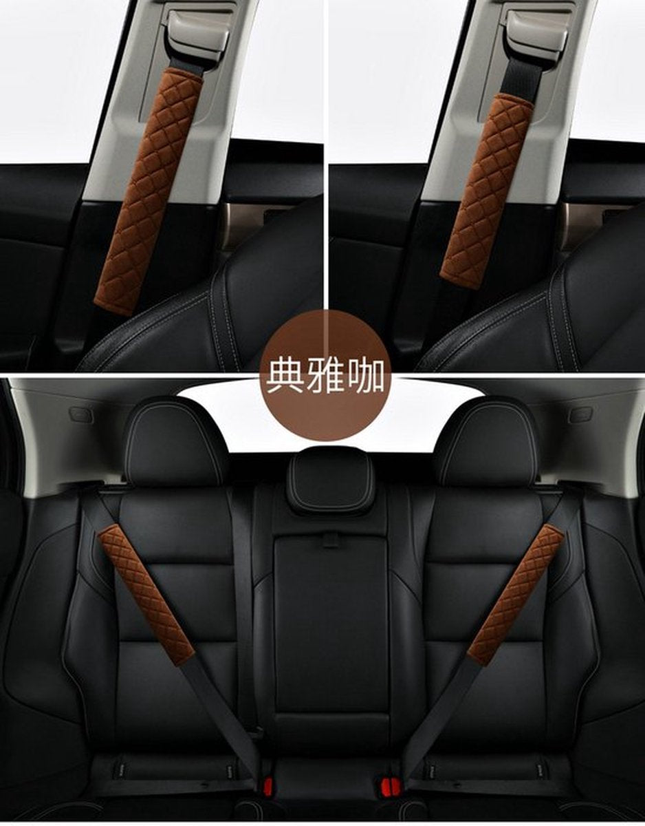 Luxury car seatbelt cover cushion brown — view 5