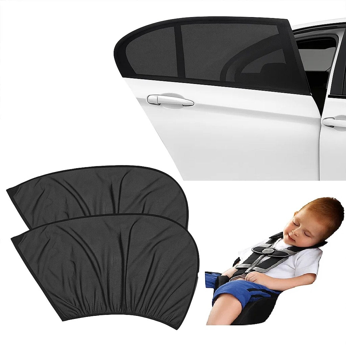 Car rear window sunshade black 2 pieces — view 2
