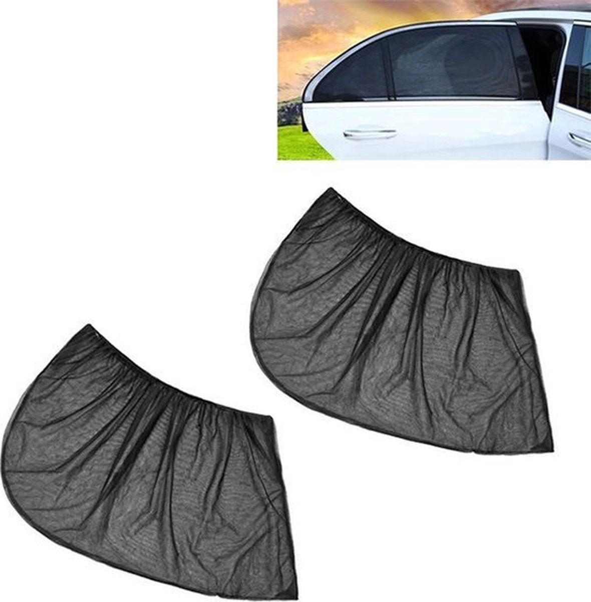 Car rear window sunshade black 2 pieces — view 5