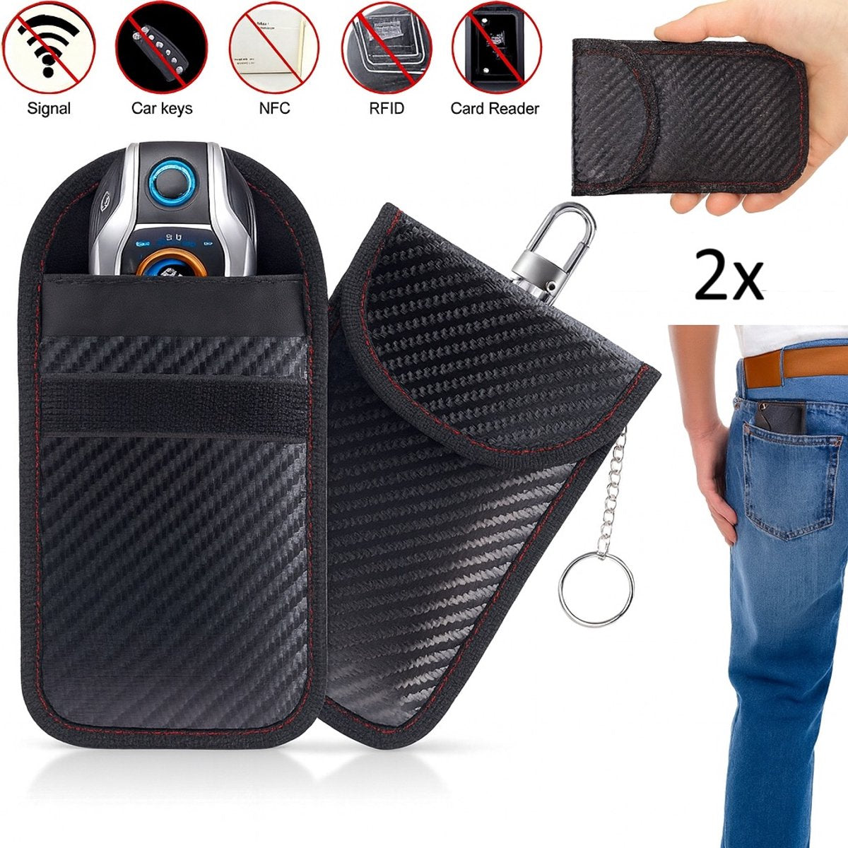 RFID anti-theft car key case 2 pack — view 2