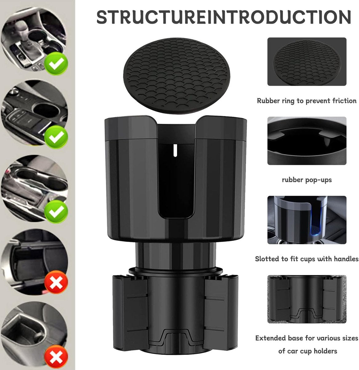 Adjustable universal car cup holder — view 3
